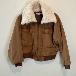 Young Fabulous and broke tan cropped cargo jacket size XS